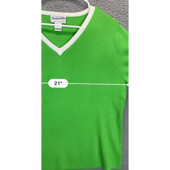 VTG Pendleton Womens Sweater Hong Kong Stretch Knit Sweater Top Green Large - Picture 9 of 11